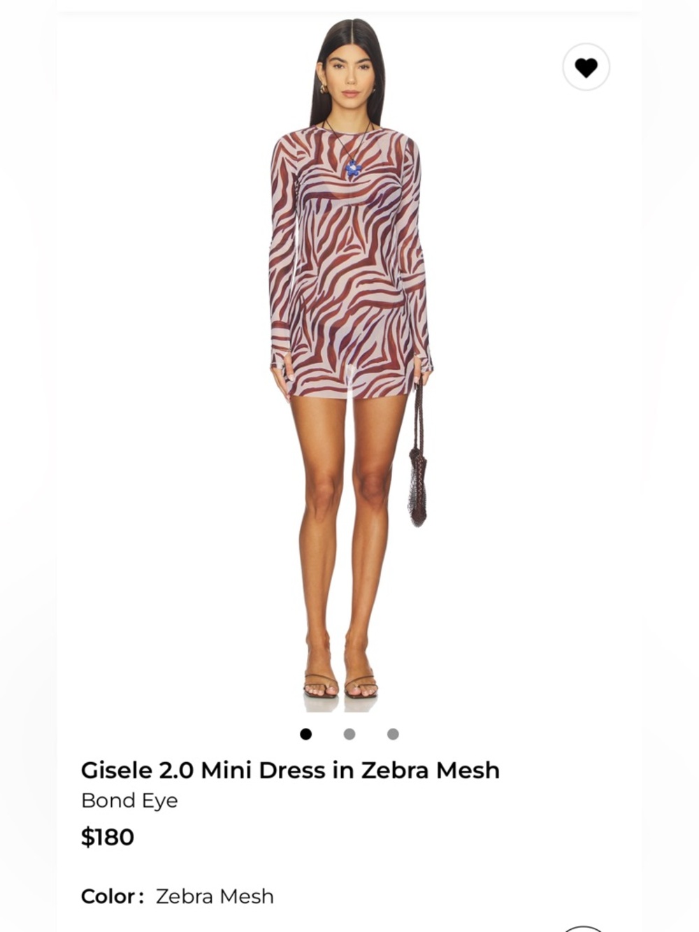 bond-eye Gisele 2.0 Zebra Mesh Mini Dress in Brown and Cream M/L